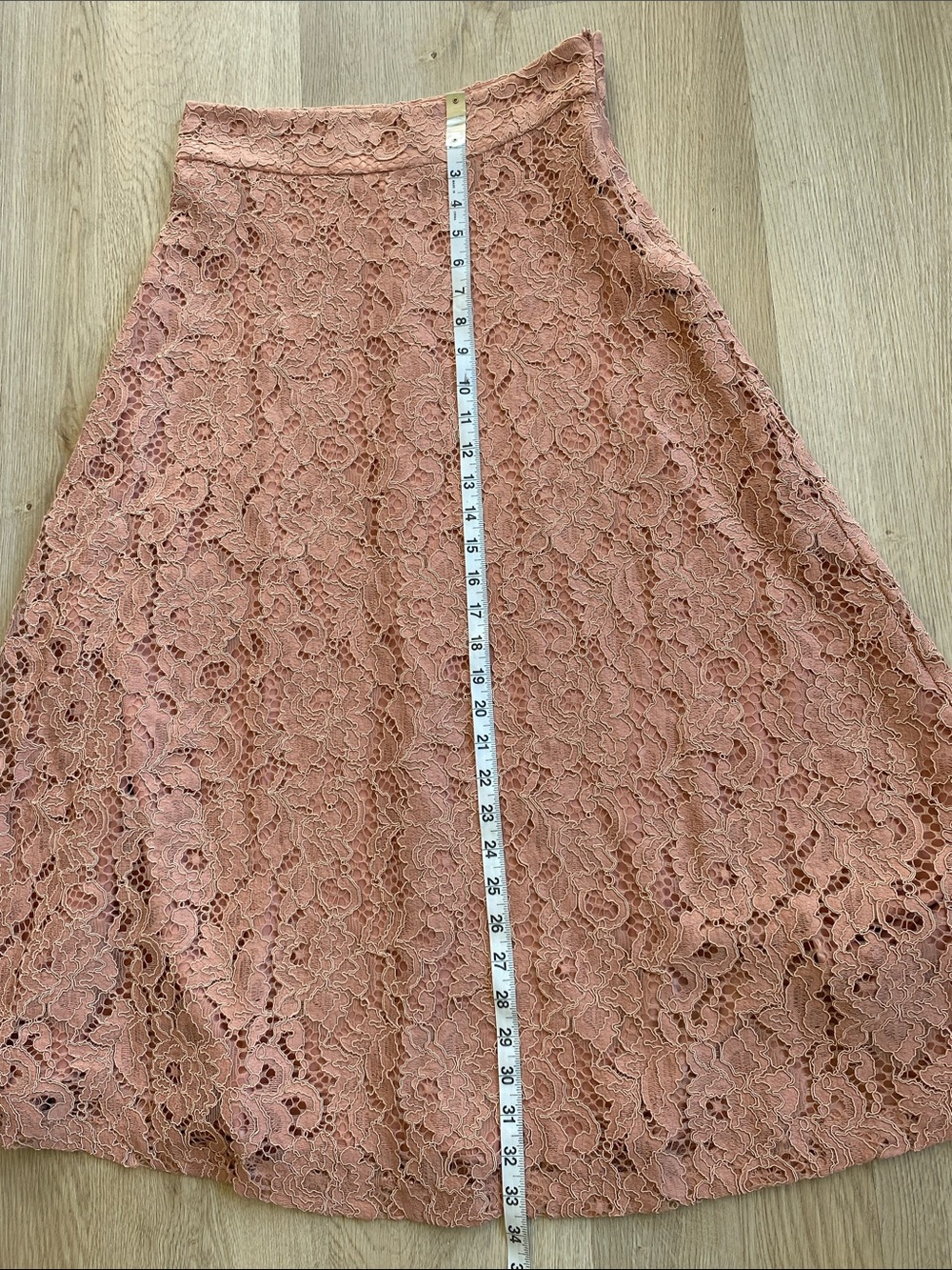 Zara Dusty Rose Floral Lace Midi Skirt NWT Size M Romantic A-Line - Picture 10 of 10